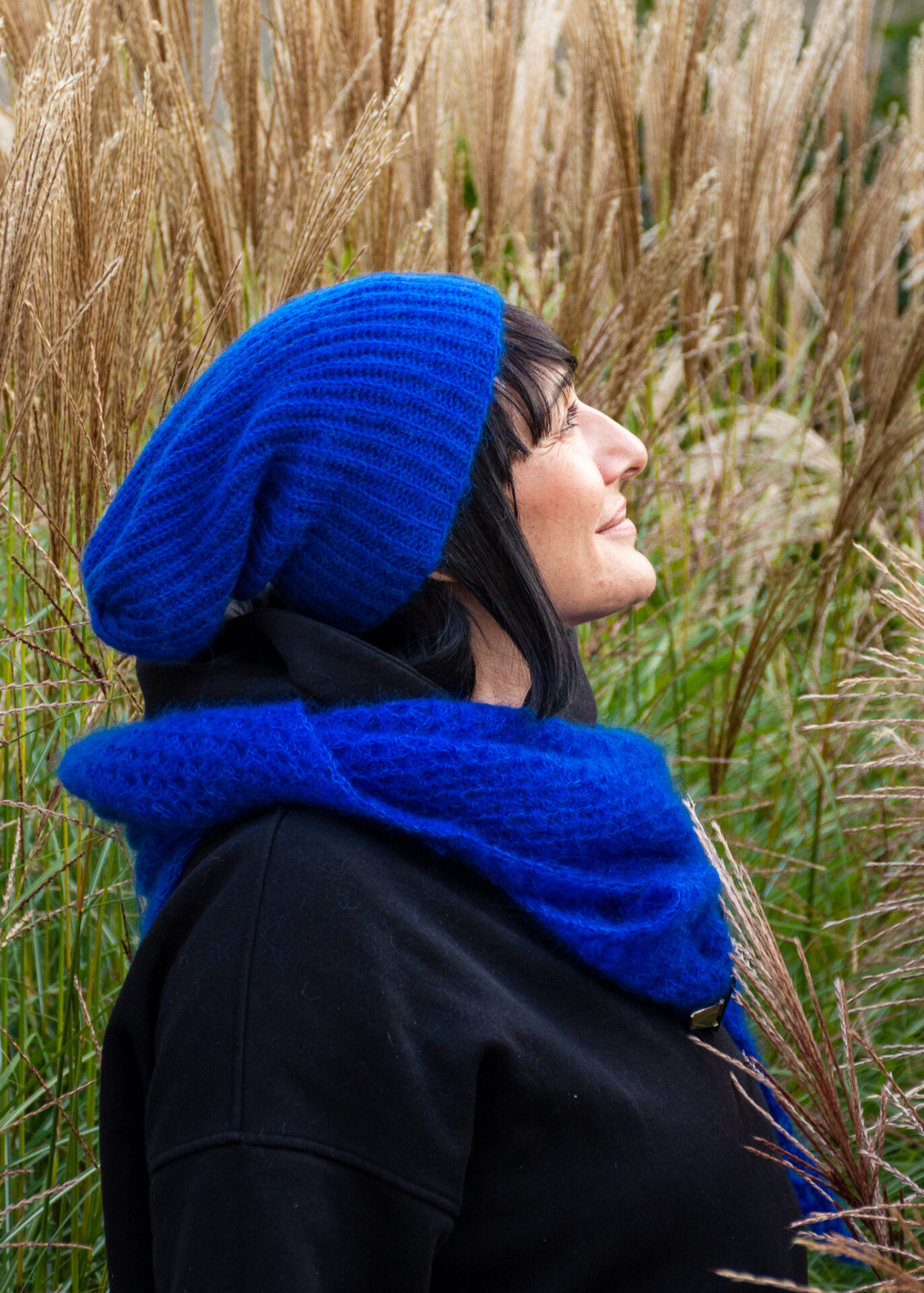 Chusta ażurowa z moheru i jedwabiu