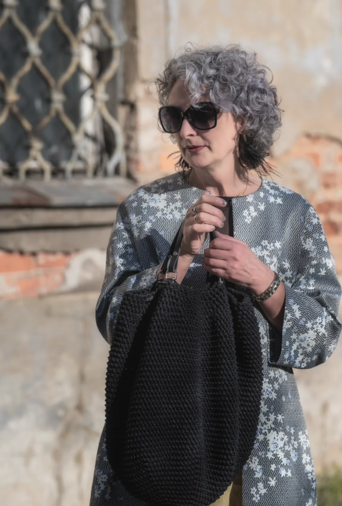 Torebka worek ze skórzanymi uszami