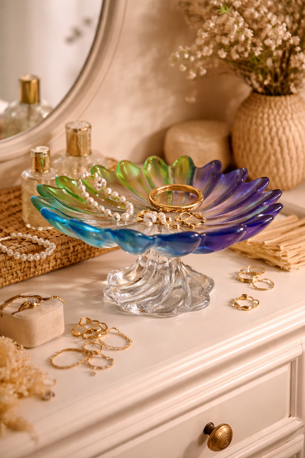 Vintage misa Walther Glas na nodze kolorowe szkło patera retro